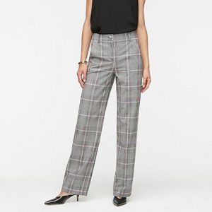 J. CREW Full Length Peyton Pant Wide Leg Trouser Plaid Black Everyday Wool, 2